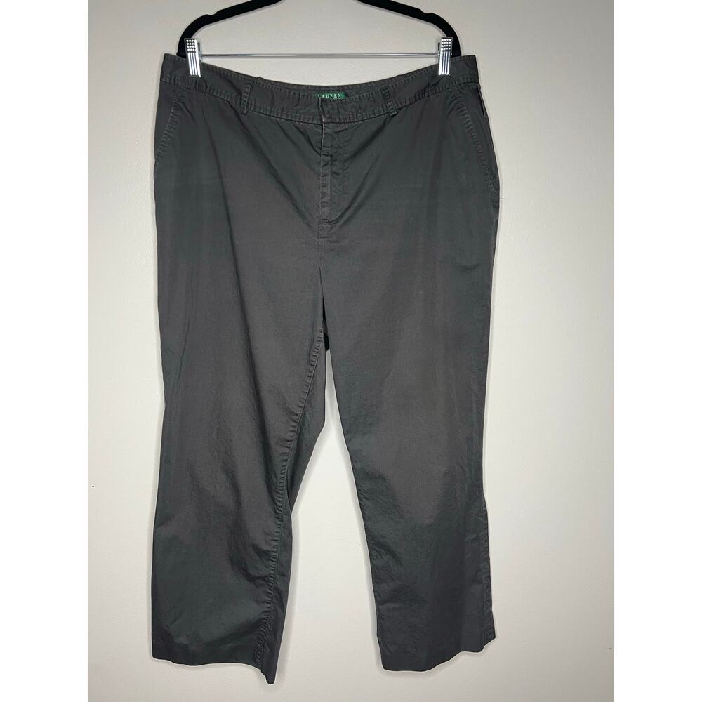 Lauren‎ Ralph Lauren Women's Plus Size 18W Gray Chino Pants 100% Cotton Straight